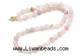 GMN7793 18 - 36 inches 8mm, 10mm round pink quartz beaded necklaces