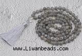 GMN780 Hand-knotted 8mm, 10mm labradorite 108 beads mala necklaces with tassel