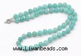 GMN7831 18 - 36 inches 8mm, 10mm round amazonite beaded necklaces