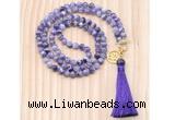 GMN8204 18 - 36 inches 8mm dogtooth amethyst 54, 108 beads mala necklace with tassel