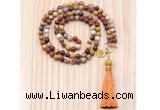 GMN8212 18 - 36 inches 8mm mookaite 54, 108 beads mala necklace with tassel