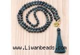 GMN8215 18 - 36 inches 8mm kambaba jasper 54, 108 beads mala necklace with tassel