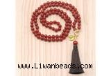 GMN8223 18 - 36 inches 8mm red agate 54, 108 beads mala necklace with tassel