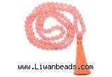 GMN8401 8mm, 10mm cherry quartz 27, 54, 108 beads mala necklace with tassel