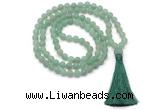 GMN8427 8mm, 10mm matte green aventurine 27, 54, 108 beads mala necklace with tassel