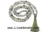 GMN8466 8mm, 10mm seaweed quartz 27, 54, 108 beads mala necklace with tassel