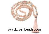 GMN8472 8mm, 10mm rainbow moonstone 27, 54, 108 beads mala necklace with tassel