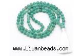 GMN8504 8mm, 10mm peafowl agate 27, 54, 108 beads mala necklace with tassel