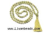 GMN8519 8mm, 10mm China jade 27, 54, 108 beads mala necklace with tassel