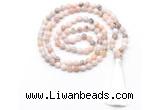 GMN8528 8mm, 10mm natural pink opal 27, 54, 108 beads mala necklace with tassel