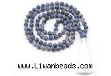 GMN8539 8mm, 10mm blue spot stone 27, 54, 108 beads mala necklace with tassel