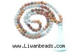 GMN8569 8mm, 10mm matte amazonite & mixed jasper 108 beads mala necklace with tassel