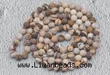 GMN909 Hand-knotted 8mm, 10mm matte brown zebra jasper 108 beads mala necklaces