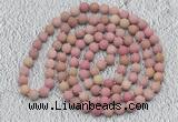 GMN913 Hand-knotted 8mm, 10mm matte pink fossil jasper 108 beads mala necklaces