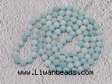 GMN924 Hand-knotted 8mm, 10mm matte amazonite 108 beads mala necklaces