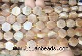 HABS01 15 inches 12mm - 14mm hexagon moonstone gemstone beads