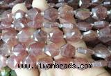 HABS08 15 inches 12mm faceted hexagon red strawberry quartz beads wholesale