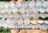 HABS15 15 inches 12mm faceted hexagon white opalite beads wholesale