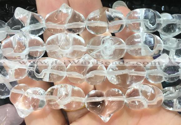 HGBS01 15 inches 11*13*18mm carved heart white crystal beads