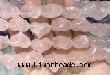 HGBS02 15 inches 11*13*18mm carved heart rose quartz beads