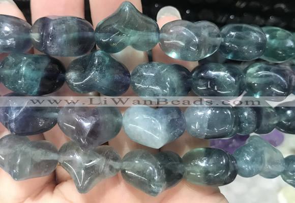 HGBS04 15 inches 11*13*18mm carved heart fluorite beads