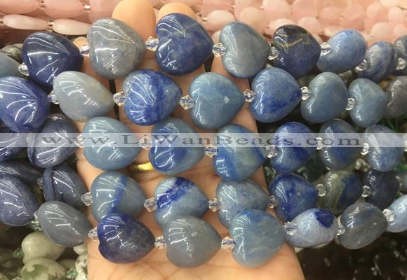 HGBS34 15 inches 20mm heart blue aventurine gemstone beads wholesale