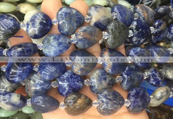 HGBS35 15 inches 20mm heart sodalite gemstone beads wholesale