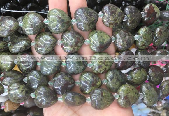 HGBS38 15 inches 20mm heart dragon blood jasper gemstone beads wholesale