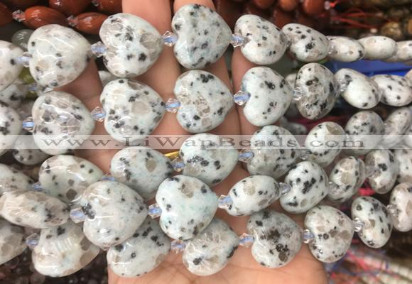 HGBS50 15 inches 20mm heart kiwi jasper gemstone beads wholesale