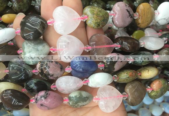 HGBS64 15 inches 20mm heart colorful gemstone beads wholesale