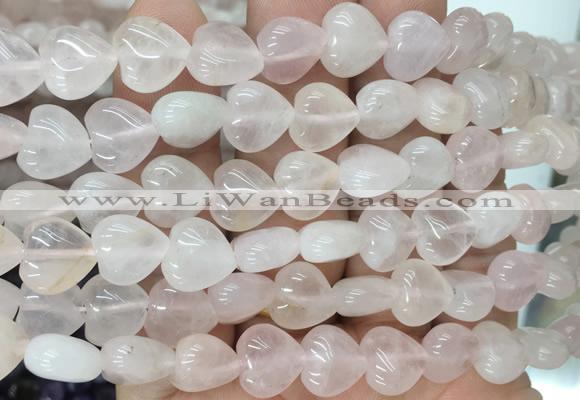 HGBS66 15 inches 10mm heart rose quartz gemstone beads wholesale