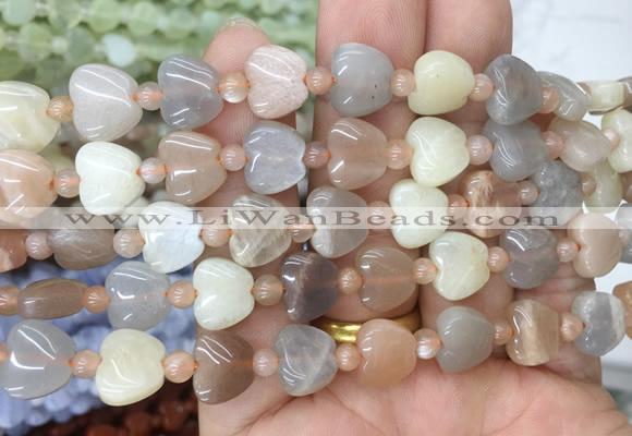 HGBS80 15 inches 10mm heart moonstone gemstone beads wholesale