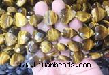 HGBS96 15 inches 16mm faceted heart yellow tiger eye gemstone beads