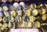 HGBS97 15 inches 18mm faceted heart yellow tiger eye gemstone beads