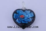 LP05 15*28*40mm heart inner flower lampwork glass pendants