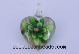 LP06 15*30*40mm heart inner flower lampwork glass pendants