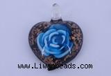 LP14 15*38*48mm heart inner flower lampwork glass pendants