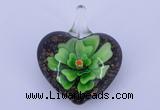 LP19 18*32*39mm heart inner flower lampwork glass pendants