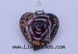 LP23 14*34*45mm heart inner flower lampwork glass pendants