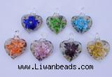 LP32 15*30*40mm heart inner flower lampwork glass pendants