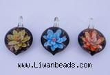 LP33 16*30*45mm heart inner flower lampwork glass pendants