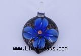 LP38 13*32*46mm heart inner flower lampwork glass pendants