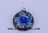 LP43 16*33*45mm flat round inner flower lampwork glass pendants