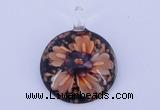 LP49 13*35*47mm flat round inner flower lampwork glass pendants