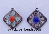 LP55 12*38*48mm diamond inner flower lampwork glass pendants