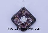 LP58 12*38*48mm diamond inner flower lampwork glass pendants