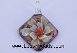 LP67 12*38*48mm diamond inner flower lampwork glass pendants