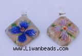 LP68 12*38*48mm diamond inner flower lampwork glass pendants