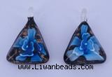 LP71 11*32*44mm triangle inner flower lampwork glass pendants