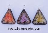 LP72 11*33*47mm triangle inner flower lampwork glass pendants